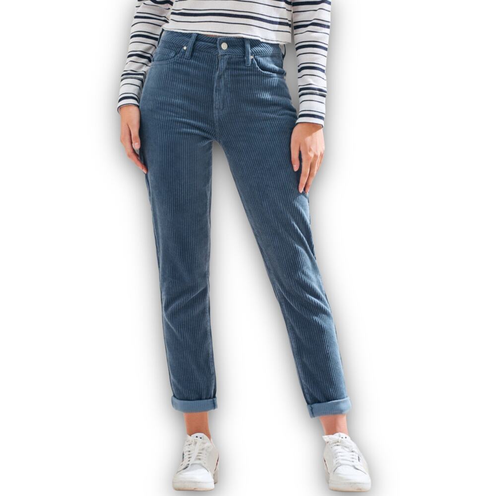 PacSun High Rise Mom Corduroy Ankle Pants Jeans Tapered Leg Relaxed Blue Size 27